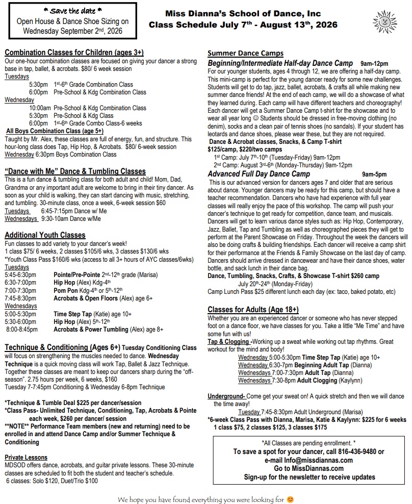 Summer Schedule 2026 Image